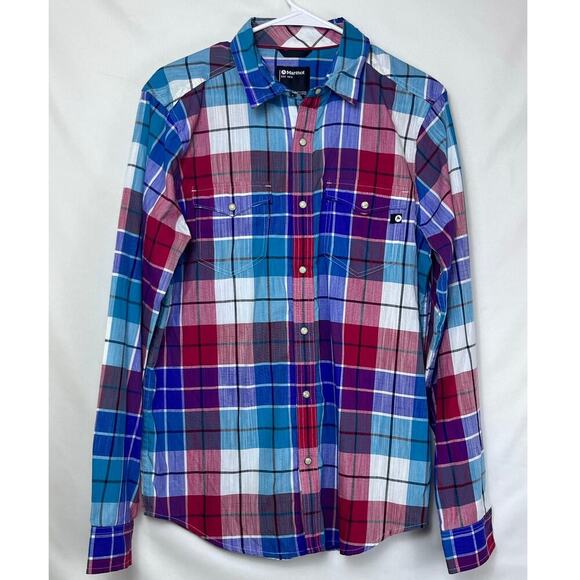 Marmot Women's Size Medium Multicolored Long Sleeve Pearl Snap Up Blouse Comfort - Picture 1 of 7